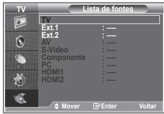 SAMSUNG LE-26R81B - Pode fazer uma selecao das fontes externas ligadas às tomadas de entrada do televisor. - 2
