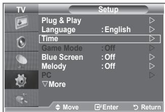 Setup Plug & Play Language : English Time Game Mode : Off Blue Screen : Off Melody : Off PC More Move Enter Return