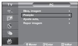 TV PC Bloq, imagem Posição Ajuste auto, Repor imagem Mover Enter Voltar