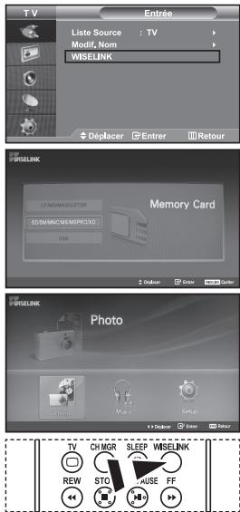 T V Liste Source : TV Modif, Nom WISELINK Déplacer Entrer Retour WISELINK OF MEMSICITOR SO WMSC/MEMPROVID Memory Card USB 2 MioVise Enter Cancel WISELINK Photo Phone Music Setup + 2 MioVise Enter Cancel TV CHMOR SLEEP WISELINK REW STO USE FF