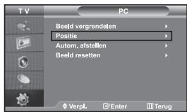 TV PC Beeld vergrendelen Positie Autom, afstellen Beeld resetten Verpl. Enter Terug