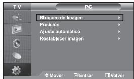 T V PC Bloqueo de Imagen Posición Ajuste automático Restablecer imagen Mover Entrar Volver