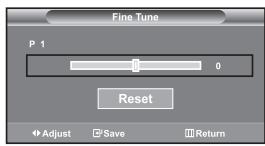 Fine Tune P 1 0 Reset Adjust Save Return