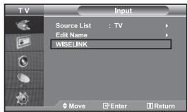 TV Source List : TV Edit Name WISELINK Move Enter Return