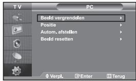 TV PC Beeld vergrendelen Positie Autom. afstellen Beeld resetten Verpl. Enter Terug