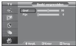 TV Beeld vergrendelen Grof 50 Fijn 0 Verpl. Enter Terug