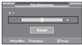 Fijnafstemming P 1 0 Reset Instellen Opslaan Terug