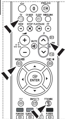 PRE-CH 0 TV CHMGR SLEEP WBSELINK REW STOP PLAY/PAUSE FF P + MUTE - MENU EXIT ENTER PIP INFO TTX/MIX PMODE S.MOL P.SIZE