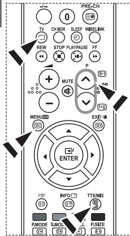 PRE-CH TV CH NGR SLEEP WSELINK REW STOP PLAY/PUASE FF P MUTE - MENU ENTER EXIT PIP INFO TTX/MIX PMODE SMOL P.SIZE