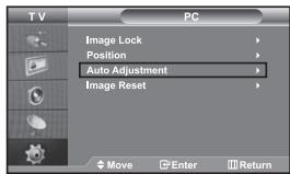 TV PC Image Lock Position Auto Adjustment Image Reset Move Enter Return