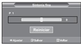 Sintonia fina P 1 0 Reiniciar Ajustar Salvar Voltar