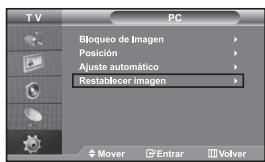 T V PC Bloqueo de Imagen Posición Ajuste automático Restablecer imagen Mover Entrar Volver