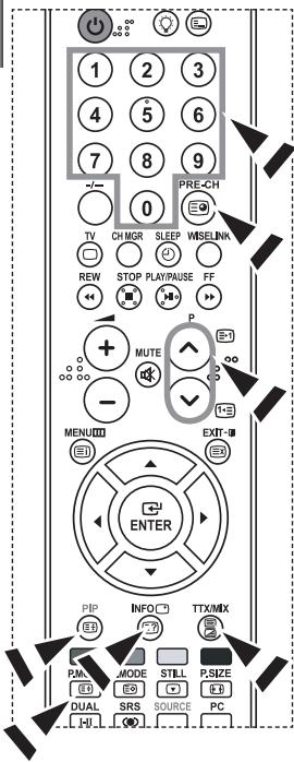1 2 3 4 5 6 7 8 9 PRE-CH TV CH MGR SLEEP WISELINK REW STOP PLAY/PAUSE FF P MUTE - MENUDD EXIT ENTER PIP INFO TTX/MIX DJ MODE STILL P.SIZE DUAL SRS SOURCE PC HI