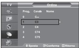 TV Ordina Prog. Canale Nome 0 C-- 1 C3 2 C4 3 C74 4 C75 Sposta Conferma Ritorno