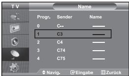 TV Progr. Sender Name 0 C=- 1 C3 2 C4 3 C74 4 C75 Navig. Eingabe Zurück