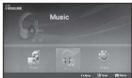 UPSELINK Music Photo Music Setup → None Enter Help
