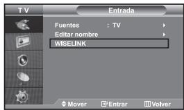 TV Entrada Fuentes : TV Editar nombre WISELINK Mover Entrar Volver