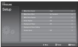 USELINK Setup File Setup Speed First File Setup Effect No Transition File Setup Request OFF Movie Request OFF Background Features OFF Background Mode Setting OFF Screen Screen OFF Move Enter Return