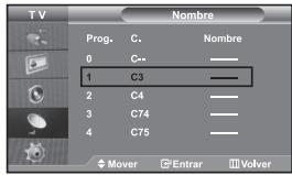 TV Nombre Prog. C. Nombre 0 C-- 1 C3 2 C4 3 C74 4 C75 Mover Entrar Volver