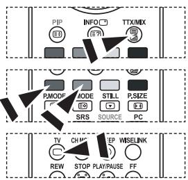 PIP INFO TTX/MIX P.MODF MODE STILL P.SIZE SRS SOURCE PC TV CHM EP WSELINK REW STOP PLAY/PAUSE FF
