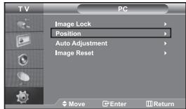 TV PC Image Lock Position Auto Adjustment Image Reset Move Enter Return