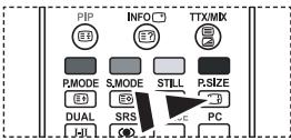 PIP INFO TTX/MIX P.MODE S.MODE STILL P.SIZE DUAL SRS PC
