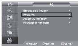 T V PC Bloqueo de Imagen Posición Ajuste automático Restablecer imagen Mover Entrar Volver