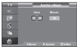 TV Acertar relogio Hora 00 Minuto 00 Mover Ajustar Voltar
