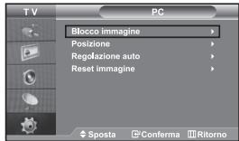 TV PC Blocco immagine Posizione Regolazione auto Reset immagine Sposta Conferma Ritorno