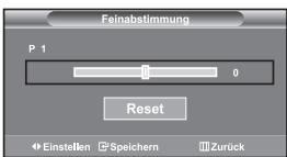 Feinabstimmung P 1 0 Reset Einstellen Speichern Zurück