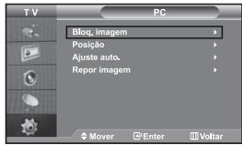 TV PC Bloq, imagem Posição Ajuste auto. Repor imagem Mover Enter Voltar