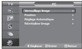 TV PC Verrouillage Image Position Réglage Automatique Réinitialiser Image Déplacer Entrer Retour
