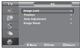 TV PC Image Lock Position Auto Adjustment Image Reset Move Enter Return
