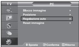 TV PC Blocco immagine Posizione Regolazione auto Reset immagine Sposta Conferma Ritorno