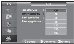 SAMSUNG LE-32R32B - É possible impostare l'orologio del teilevisore in modo da visualizzare l'ora corrente quando si preme il tasto INFO. Perutilizzare i timer di accensione/spegnimento automatico è necessario impostareanche l'ora. - 1