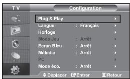 SAMSUNG LE-32R32B - Lorsque le télévisueur est allumé pour la première fois, plusieurs réglages de base sont à faire l'un après l'autre. Les你们 sont automatiquementprésentés. Les réglages suivants sont disponibles. - 1