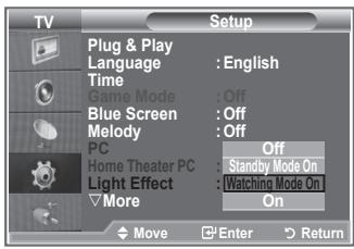 SAMSUNG LE-32R81W - Setting the Light Effect - 2