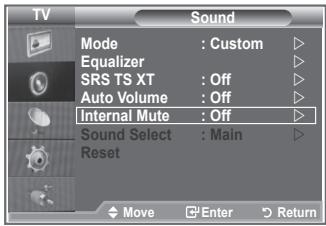 SAMSUNG LE-32R81W - Selecting the Internal Mute - 1