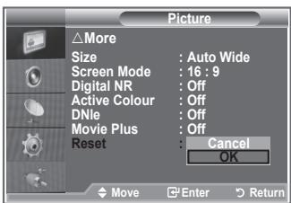 SAMSUNG LE-32R81W - Resetting the Picture Settings to the Factory Defaults - 2