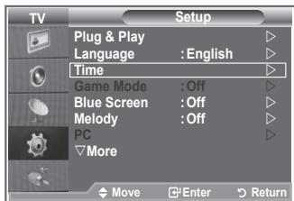 TV Setup Plug & Play Language : English Time Game Mode : Off Blue Screen : Off Melody : Off PC More Move Enter Return
