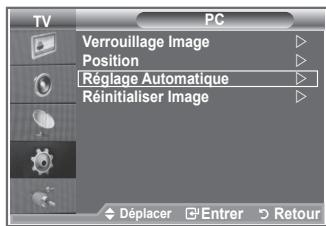 TV PC Verrouillage Image Position Réglage Automatique Réinitialiser Image Déplacer Entrer Retour