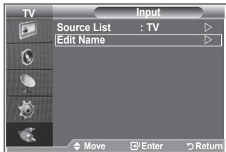 TV Input Source List : TV Edit Name Move Enter Return