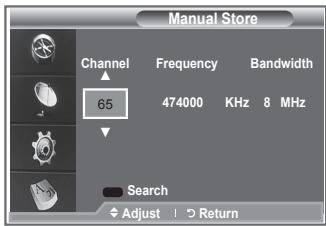SAMSUNG LE-37R86BD - Updating the Channel List Manually - 1