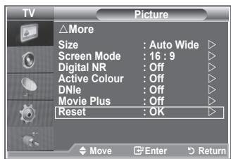 SAMSUNG LE-37R86BD - Resetting the Picture Settings to the Factory Defaults - 1