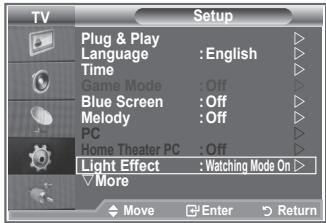 SAMSUNG LE-37R86BD - Setting the Light Effect - 1