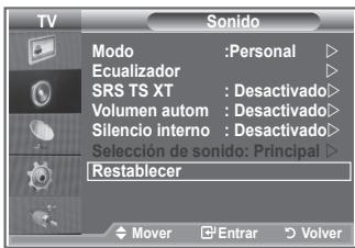 SAMSUNG LE-37R86BD - Reajuste de los values del sonido a los values predefinidos de fabrica - 1