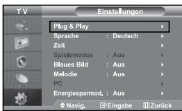 SAMSUNG LE-37S71B - Wenn das Fernsehgerät zum ersten Mai eingeschelt wird, werden automatisch eine Grundeinstellungen abgefragt. Die folgenden Einstellungen können vorgenommen werden. - 1