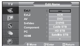 SAMSUNG LE-37S71B - Editing the Input Source Names - 1