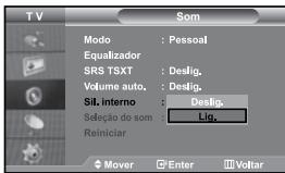 SAMSUNG LE-37S71B - Selecionar a opcao Internal Mute (Sil. externo) - 1