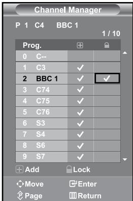 SAMSUNG LE-37S71B - Set the channels according to your preference. You can easily delete, add, or lock the channel you want. - 3
